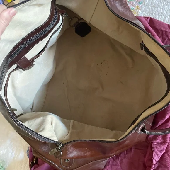 Large Leather Duffle Satchel Bag - Dark Brown - Like New - Istanbul - DeRidgi